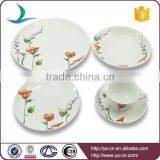 White round shape flower decals porcelain dinner set