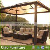 Leisure Modern Gazebo Patio Furniture Rattan Sectional Sofa With Pillow thumbnail-1