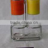 2 Pieces Clear Salt Pepper Grinder 2 in 1 Steel Glass With Metal Stand thumbnail-1