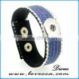 New Arrival Multicolor Hollow Leather Snap Button Bracelet Fit for 18mm Buttons Wholesale thumbnail-4