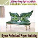 Fancy Fun Romantic High Back Decoration Leisure Chair Butterfly Green Velvet Wedding Chair Hotel Photo Studio Shop Window Chair thumbnail-1