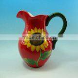 Hot Sale Sunflower Handpainted Ceramic Red Milk Jug thumbnail-1