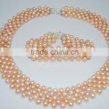 4-5mm Freshwater Pearls Necklace With Bracelet Jewelry Set thumbnail-1