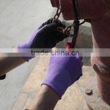 NMSAFETY EN388 Purple Nylon Liner Coated Black Foam Latex on Plam / Safety Wrok Gloves thumbnail-1