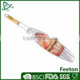 High Quality Fish Grill Rack for Outdoor Barbecue With Wooden Handle thumbnail-1