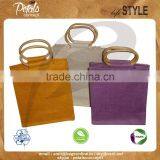 Customize Jute Gift Tote Bag With Wooden Cane Handle thumbnail-1