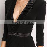 Sexy Black Structured Embossed V Plunge Dress American Girls Without Dresses Photos Names Of Ladies Western Designs HSD5473 thumbnail-3