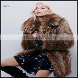 European Style Winter Brown Designer Brand Name Fur Winter Coat thumbnail-3