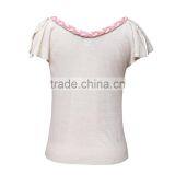 Large Contrast V Neck Knitwear Women With Petal Sleeves thumbnail-2