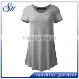 Solid Color Custom Material Loose Fit Comfy Flattering Tunic Tops 95% Rayon 5%Spandex thumbnail-3