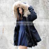CX-G-P-12M Women Real Raccoon Fur Collar Coat Real Fox Fur Parka thumbnail-3