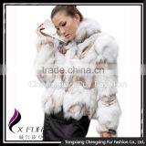 CX-G-A-260 Women Fashion Fox Fur Collar Fox Fur Real Fur Winter Jacket thumbnail-1