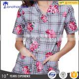 2017 Fashion Printed Rose Design Hospital Scrubs Uniforms