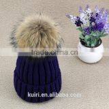 Women Beanies With Fox Fur Pompom Genuine Fur Ball Ski Cap Bobble Hat 15cm Fluffy thumbnail-2