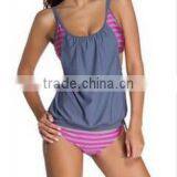 EY0039A Vertical Stripe Print Straps Short Bodysuit for Swimming Wear Sexy Beach Clothes thumbnail-6