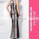 Fashoin Ultra Sexy Elegant Black Silver Sleeveless Nylon Spandex Spaghetti Strap Round Neck Squama Skinny Fashion Dress thumbnail-4