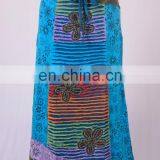 Tylish Razor Cut Embroidered Floral Patches & Print Blue Grey Maxi Wrap Around Summer Skirt HHCS 116 A
