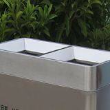 MAX-HB41 Wholesale Stainless Steel 2 Compartment Recycle Bin With Silk-screen For Airport thumbnail-1