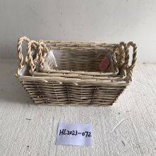 Willow Wicker Wicker Basket With Handle Flower Pot Decoration thumbnail-1