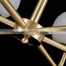 Modern Dining Room Brass Alabaster Ball Gold Chandelier thumbnail-4