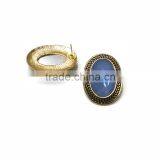 Retro Oval Crystal Jewelry Gold Lace Texture Women Stud Earrings thumbnail-4
