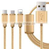3-in-1 Micro USB + USB C + 8 Pin USB Cable Bulk thumbnail-1