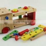 Wooden removable screw car diy tools toy wood knocking ball toy
