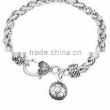 3D Soccer Ball Charm, Comes On An Intricately Detailed Silver Tone Snake Chain Bracelet thumbnail-2