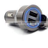 2016 New Style Metal Safety Dual Port Usb Car Charger 5V 2..4A