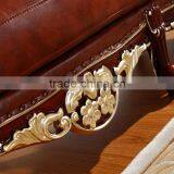 Luxury Classical French Italian European Antique Style Carved Rubber Solid Wood Frame Artistic Red Brown Leather Sofa Set Quality Choice thumbnail-5