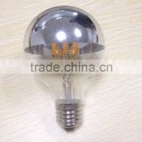 G80/G95/G125 led Filament bulb globe light half silvery chrome/mirror reflector 4watt 6w 8w e26/e27 b22 120v 230v