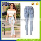 Sexy Female High Waist Snowflakes Jeans Feet Pants thumbnail-3
