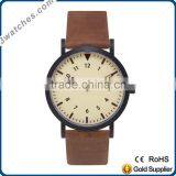 custom brand leather watches stainless steel watch quartz watch waterproof flat leather strap watch