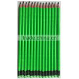 Good Quality Bright Green Fluorescent paint HB Plastic Pencil with Eraser