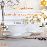 ceramic coffee cup and saucer with gold-rim bone china tea cup and saucer