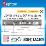 iptv headend 2Tuner DVB-S2/S to isdb-t/atsc rf Modulator for small hotel