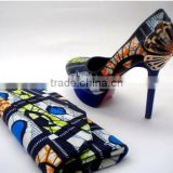 2016 Top Fashion ankara fabric African Wax Shoes And Bags ladies shoes and matching bags african shoes and bag set