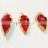 Wholesale Arrowhead Pendants : Red Color Glass Electroplated Arrowhead Pendants thumbnail-1