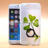 Hot Selling Painted Clover TPU+PC 2-in-1 Hybrid Pattern Phone Cases With Ring Bracket For IPhone 6S/6S Plus