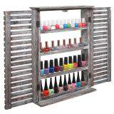 MyGift? Brown Wood Window & Shutter Design Nail Polish Rack for Wall / Salon Display Stand With 4 Shelves thumbnail-3