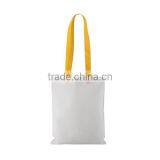 High Quality Portable Reusable White Shopping Bag With Colorful Handle thumbnail-4