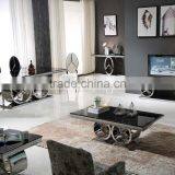 Tempered Glass Top Coffee Table for Stainless Steel Living Room Furniture thumbnail-2