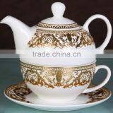 2016 New Item Ceramic Tea Pot Set With Golden Design