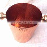 100% COPPER HAMMERED FINISH WINE COOLER BUCKET WITH BRASS HANDLE thumbnail-5