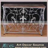 Vintage White Metal Art Base Wood Industrial Console Table thumbnail-1