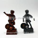 Custom High Quality Polyresin Gold and Silver Football Trophy Statue for Children thumbnail-2