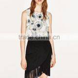 Wholesale Custom Manufacturer Faux Suede Skirt With Fringe Midi Skirts With Tassel Details High Quality thumbnail-4