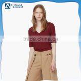 Slim Women t Shirt Design Ribbed Top Long Sleeve Tight t Shirt for Women thumbnail-1