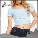 Women Tank Top for Gym Plain Crop Top Wholesale With Short Sleeve thumbnail-1