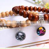 Customized UK Flag Glass Dome Charm Wood Bracelets Jewelry thumbnail-5